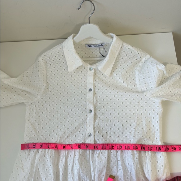 NWOT ZARA CUTWORK EMBROIDERY MIDI DRESS WHITE Size L - Picture 8 of 9